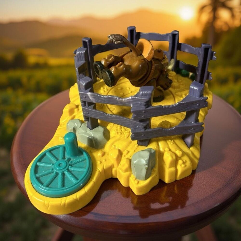 Vintage GeoTrax Rope N Ride Ranch Bucking Bronco Hand Driven Toy WORKS